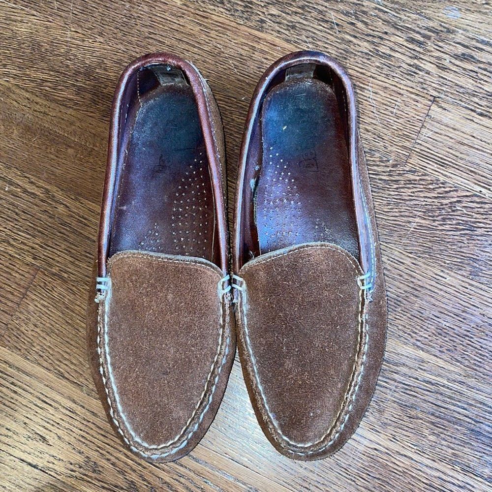 Dexter brown suede slip on loafers